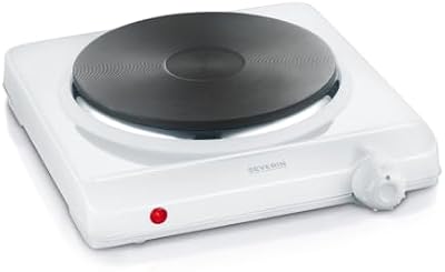 Kochplatte für Küche, Büro oder Camping, kleine Herdplatte mit stufenloser Temperatureinstellung, Campingkocher für einen Topf, weiß, single, 1.500 W, KP 1091