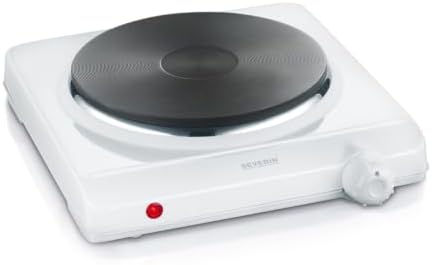 Kochplatte für Küche, Büro oder Camping, kleine Herdplatte mit stufenloser Temperatureinstellung, Campingkocher für einen Topf, weiß, single, 1.500 W, KP 1091
