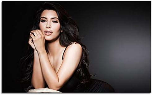 PicaLu Kim Kardashian Black Background Canvas Prints Sexy Celebrity Actress Poster Wall Art For Home Office Decorations Unframed 27″x16″