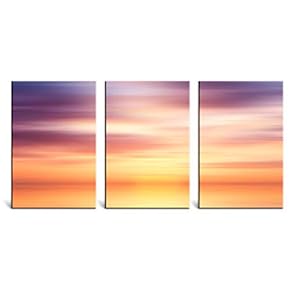 3 Pieces Canvas Wall Art Sunset Print Gallery Wrap Modern Home Decoration Ready to Hang - 16"x24" x 3 Panels