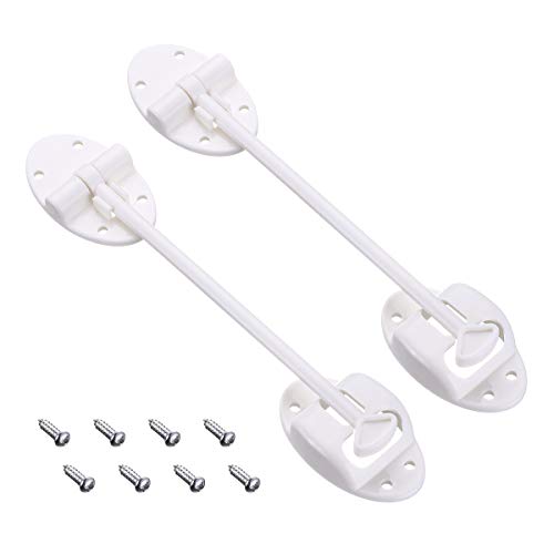 Miady T-Style 6" Door Latch,Holder,and Catch with Hardware for RV, Trailer, Camper, Motor Home, Cargo Trailer - OEM Replacement (White 2-Pack)
