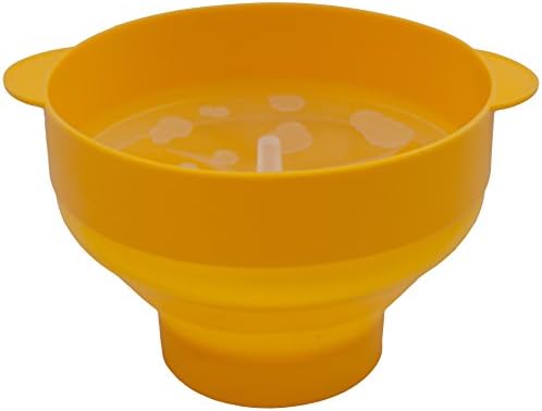 Foldable, Collapsible Silicone Microwave Popcorn Popper / Popcorn Maker, Bowl with Convenient Handles and Lid, Yellow