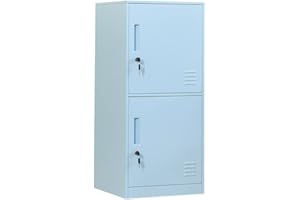 DAYTOYS 2 Door Metal Vertical Storage Locker for Kids Bedroom, Children Room, School, Office, Home,Stackable Steel Storage Cabinet for Toys, Sports Equipment,Anti-Falling Device. (2D, Blue)