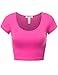 FPT Womens Basic Short Sleeve Scoopneck Crop Top Fuchsia M