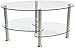 SUNCOO Glass Coffee Table for Home/Office Oval with 2 Tire Tempered Glass Boards Sturdy Chrome Plated Legs End Table Modern Coffee Table Tea Table (Clear)