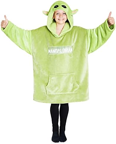 Disney The Mandalorian Blanket Hoodie for Boys Teens, Baby Yoda Fleece Wearable Blanket (Green)