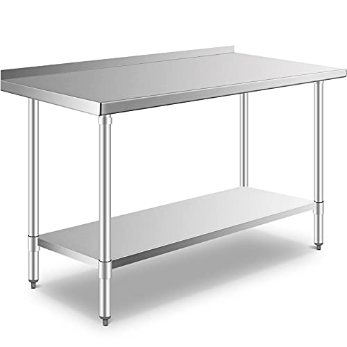 Stainless Steel Table 60" x 24" with Backsplash Commercial Work Table