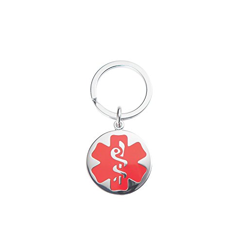 Divoti Custom Engraved Heavy Duty 316L Stainless 1.25-inch Medical Alert ID Keychain - Split Ring - Red