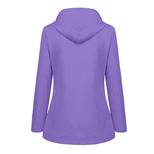 Women Solid Rain Jacket Outdoor Plus Size Waterproof Hooded Raincoat Windproof