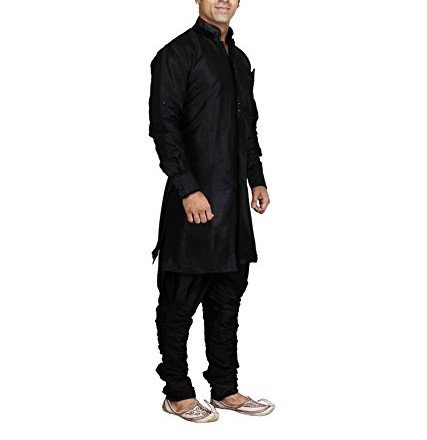 royal kurta black silk blend jodhpuri indowestern sherwani for men