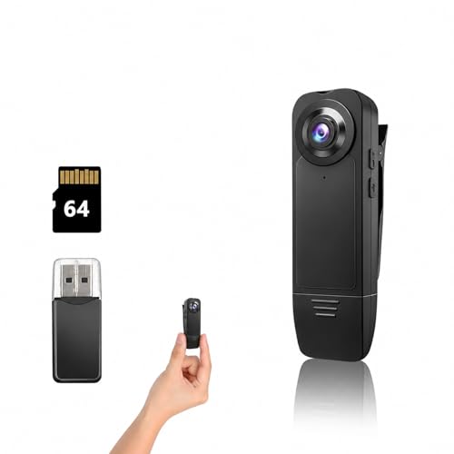 kaysunlink 1080P Mini Sports Camera with 64GB Card, Body Cam, Night Vision, 6 Hours Battery Life, Action Camera for Vlogging, Travel, Security and Work, Black