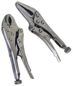 2 Pc Mini Vice Grip Style Locking Pliers 5" Long Nose and 4" Curve Jaw