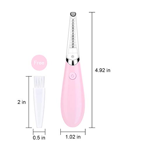 Heated Eyelash Curler, Acavado Electric Eyelash Curler Electronic Eye Lashes Curling Comb Quick Heating Long Lasting USB Rechargeable Natural (Light Pink)