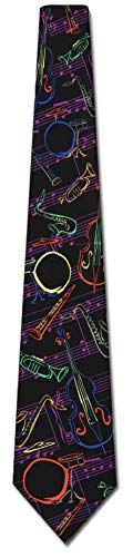 Jazz Instruments Tie Mens Music Neckties by Three Rooker