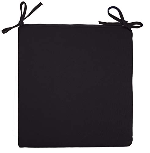 Sigmat Indoor/Outdoor Square Seat Cushions Waterproof Chair Cushion Solid Portable Chair Pad Black 20 Inch