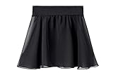 STELLE Girls/Womens Chiffon Ballet Wrap Skirt for Dance, Pull On (Black, Kid-S)