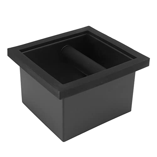 Sorandy Coffee Knock Box, Black Espresso Knock Box Chute, Coffee Ground Container with Removable Knock Bar, Bottomless Stainless Steel Espresso Machine Accessories for Easy Waste Disposal