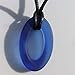 Blue Sea Glass Necklace Surf Beach Transparent Oval Small Pendant Handmade Unisex Surfing Jewelry on a Waxed Cotton 26 Inches Cord Gift Under 20 Dollars