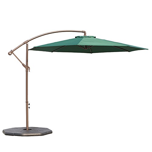 Le Papillon 10-ft Offset Hanging Patio Umbrella Aluminum Outdoor Cantilever Umbrella Crank Lift, Green