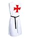 ZJYST Adult Medieval Templar Knight Crusader Tunic Cosplay Costume Outfit with Belt, White, One Size