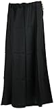 Sari Petticoat Stitched Saree Petticoat Adjustable Waist Sari Skirt (Black) with Free Pouch