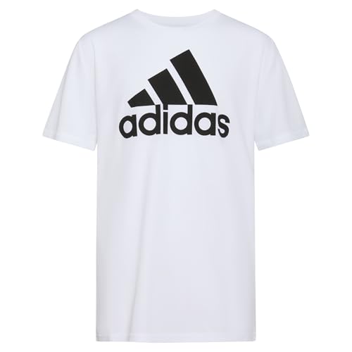 adidas Boys' Short Sleeve AEROREADY Performance Logo Tee T-Shirt, White, Large