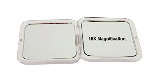 SKN lifestyle -Missy, Stylish 15X/1X Personal Compact Mirror - Powerful 15X magnification & traditional 1X mirror, Full 180 degree opening, Effortless magnetic closure and opening- Metallic Silver