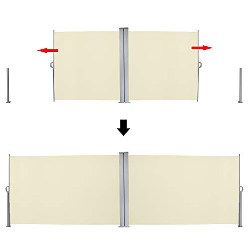 BMOT 180x600 cm Doppel Seitenmarkise Beige Markise mit TÜV Geprüft Ausziehbarer Sichtschutz UV-beständig für Terrasse… – Bild 6