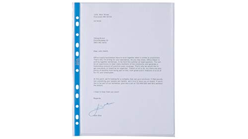 Premium Punched Pockets - Blue Spine - Pack of 25 - A4