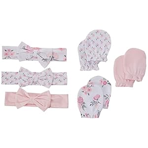 Hudson Baby Baby Girls’ Cotton Headband and Scratch Mitten Set