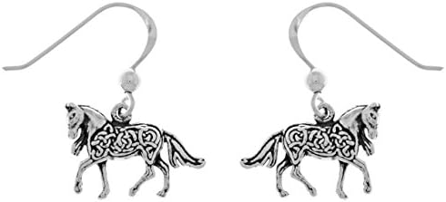 Jewelry Trends Sterling Silver Small Celtic Knotwork Horse Shaped Dangle Earrings