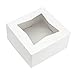 Fit Meal Prep [25 Sets Bakery Boxes with Window 6x6x3 White Cake Box with White Board Cardboard Bakery Packaging for Cupcake, Cookies and Pastry, Auto-Popup Treat Box Charcuterie Box for Christmas