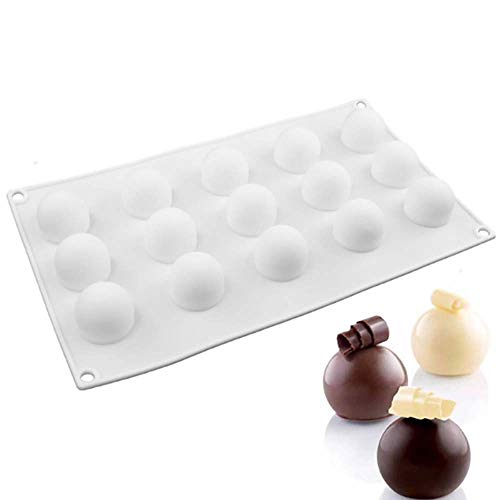 EORTA 15 Cubes Silicone Cake Mold 3D Mini Ball Molds Baking Tray Mould Tool for Mousse Dessert Chocolate Truffle Pudding Ice, Random Color