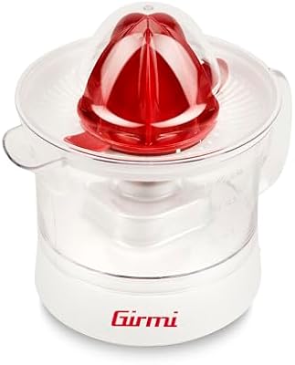 SR05 Presse-agrumes, 25 W, Capacité 500 ml, Grille filtrante, Double cône de pressage, Entièrement démontable et facile à nettoyer, Blanc/Rouge