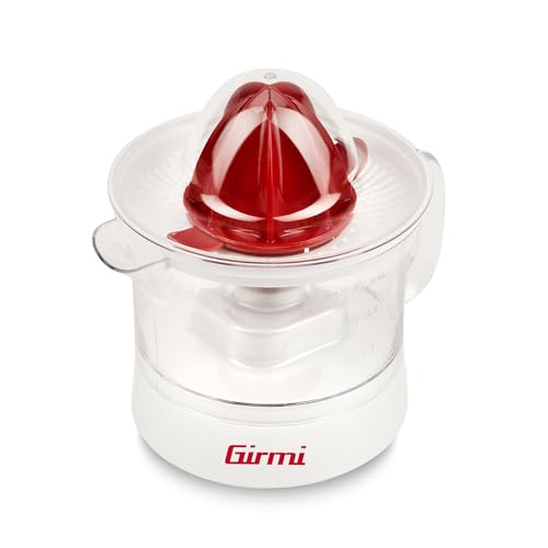 Girmi SR05 Spremiagrumi, 25W, Capacità 500cc, Griglia Filtrante, Doppia coppa di spremitura, Completamente smontabile e facile da pulire, Bianco/Rosso