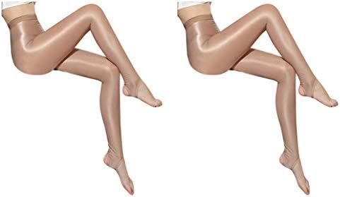 Kffyeye 100D Women's Control Top Thickness Stockings Pantyhose, Ultra Shimmery Stretch Plus Footed Tights(0818,2 Coffee)