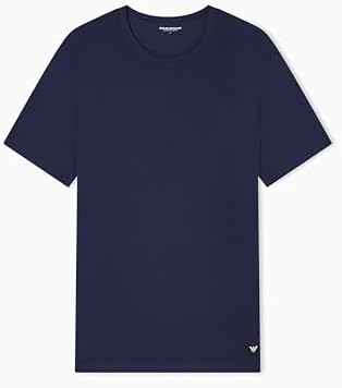 Essential LOGOLABEL - Paquete de 2 Camisetas de Cuello Redondo para Hombre, Color Azul, Talla L