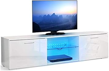 Mueble de TV, mueble de TV con puerta de luz LED de madera, adecuado