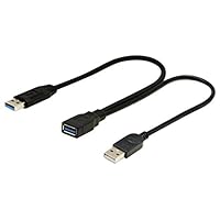 zdyCGTime USB 3.0 Extender Cable USB 3.0 Female to USB 3.0 & USB 2.0 Male Extra Power Data Y Splitter Charger Extension Cable(33CM/13inch)