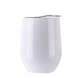 Chige 9 oz Stainless Steel Stemless Wine Glasses Tumbler Sippy Cup with Lid, Vacuum Double-insulated Heat Preservation Outdoor Travel Office Drinkware for Coffee, Wine, Cocktails, Ice Cream, Beverage