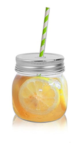 Golden Spoon Mason Jars, With Regular Lids, and Lids for Drinking, Dishwasher Safe, BPA Free, (Set of 6) (10 oz)