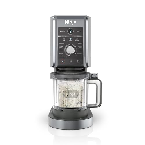 Ninja CREAMi Deluxe - Macchina per Gelato, Sorbetti, Yogurt, Frullati e Altro - Gelatiera con 10 Programmi, Doppia Coppetta - Opzione 2 Gusti in 1-2 Vasetti Grandi - Modello NC502EU, Colore Argento