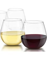 JoyJolt Spirits Stemless Wine Glasses for Red or White Wine (Set of 4)-15-Ounces