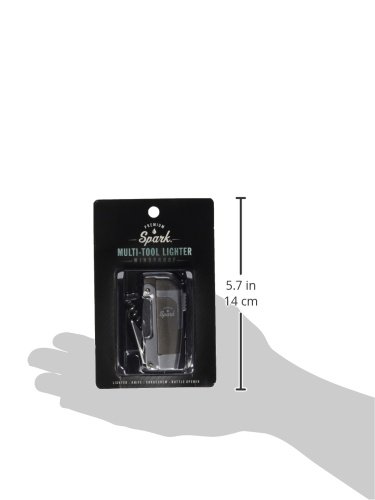 Spark 4-in-1 Multi-Tool Lighter/Knife/Corkscrew/Bottle Opener, Silver