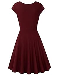 Diphi LiLi vestido de manga con cuello redondo plisado para mujer