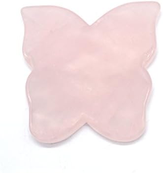Gua Sha Guasha Board Face Massage Jade, Butterfly Shape Guasha Board Natural Rose Quartz, Hand Made Gua Sha Board, Ultra Smooth Edge Scraping Massage Tool, Gua Sha Guasha Stone