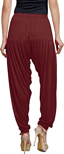 Anjanai Women's Viscose Solid Patiala Pant (Maroon)