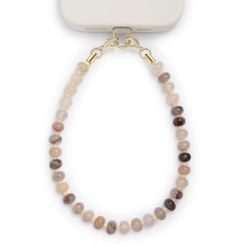 Posadina Natural Stone Phone Charm, Beaded Healing Phone Wrist Strap, Handmade Cellphone Chain Lanyard with Tether Tab