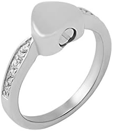 Size (6,7,8,9 ) Inlay Zircon Band Ring Engravable Stainless Steel Heart Cremation Ring Jewelry For Ashes (6#)