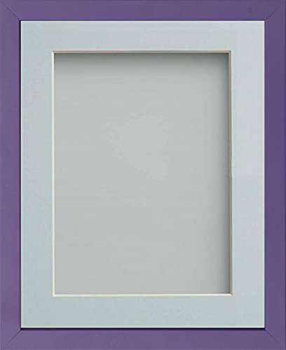 Frame Company Jellybean Range Purple Wooden 12x10 inch Picture Photo Frame with Light Blue Mount for Image 9x7 inch * Choice of Colours & Sizes* Fitted with Perspex